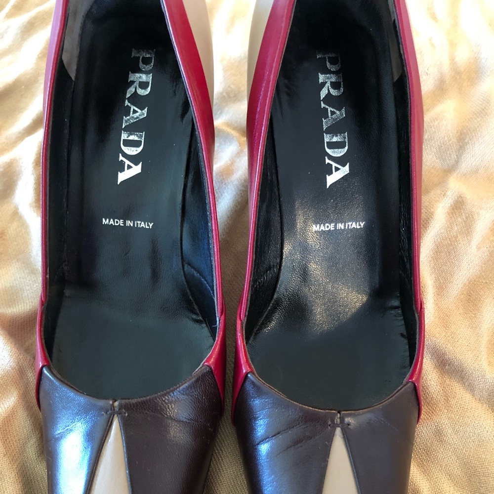 PRADA Classic Leather Tri-Color Pumps